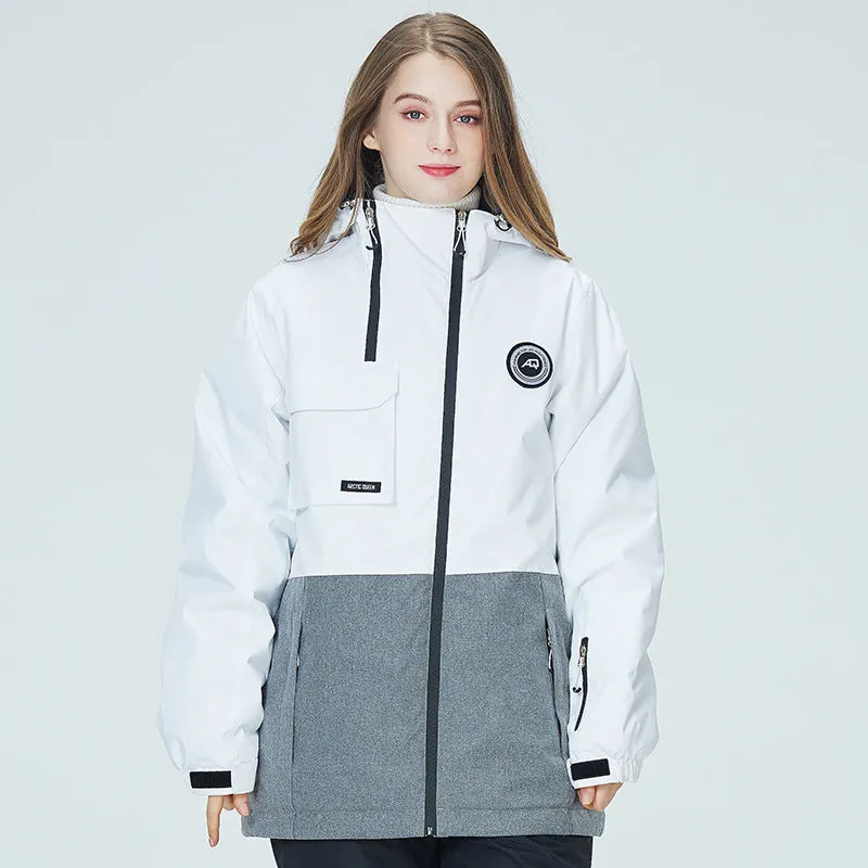 Women Utility Jacket Outdoor Insulated Patchwork Snow Jacket
