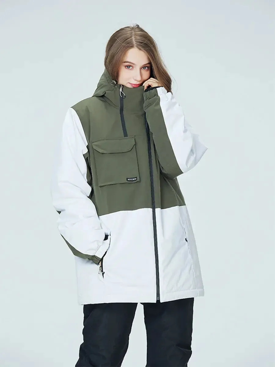 Women Utility Jacket Outdoor Insulated Patchwork Snow Jacket