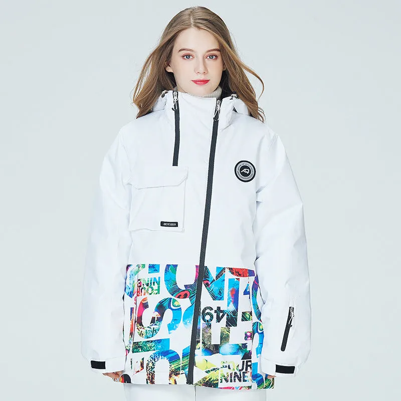 Women Utility Jacket Outdoor Insulated Patchwork Snow Jacket