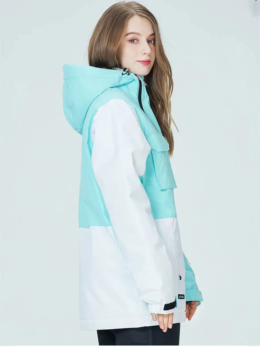 Women Utility Jacket Outdoor Insulated Patchwork Snow Jacket