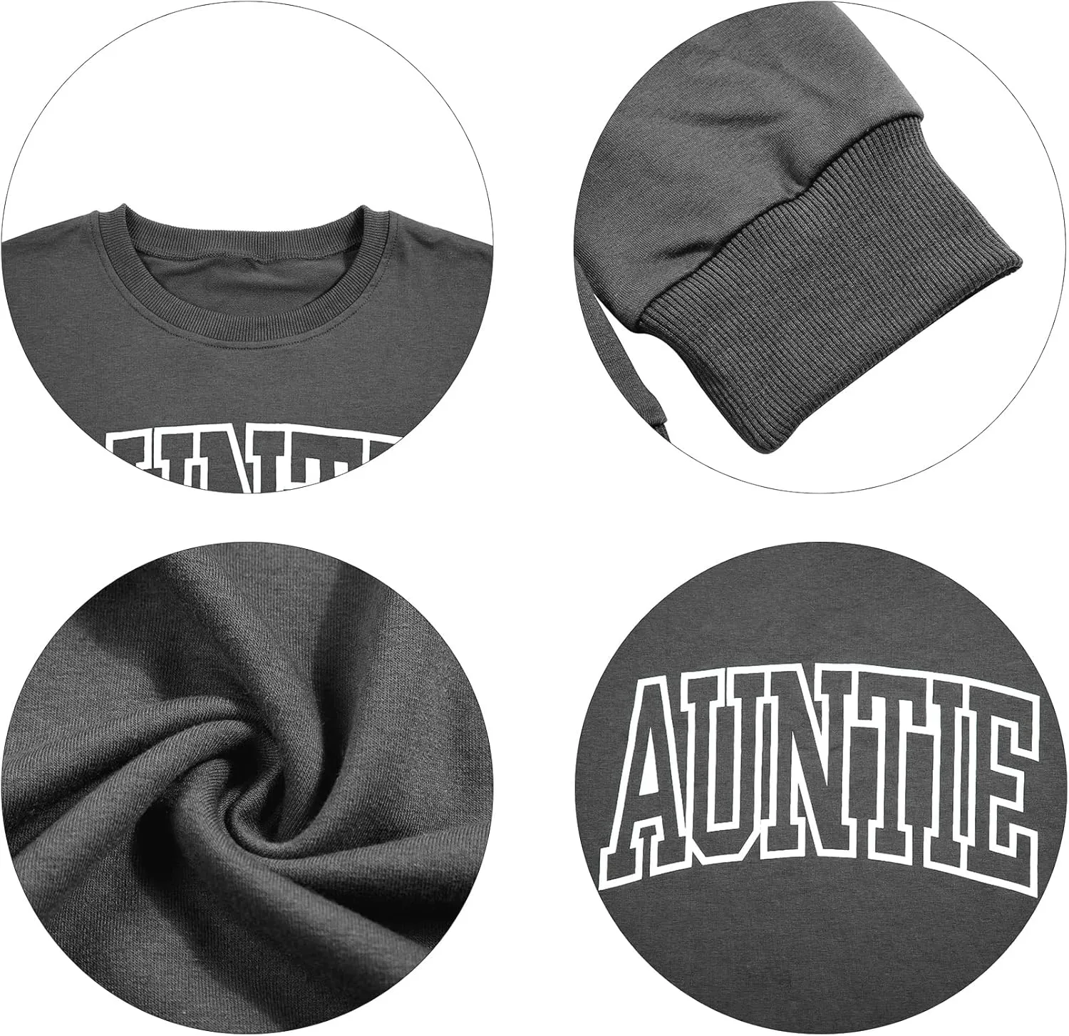 Womens Aunt Sweatshirt Cool Aunt Crewneck Sweatshirt Auntie Letter Print Long Sleeve Pullover Top