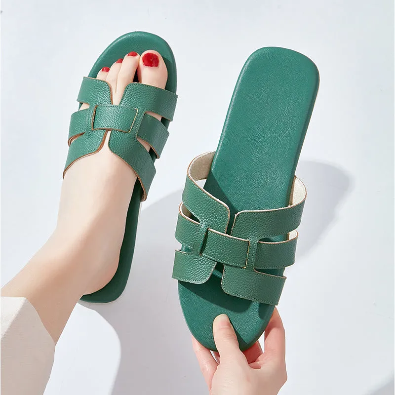 Women's Soft Bottom Cowhide Slippers