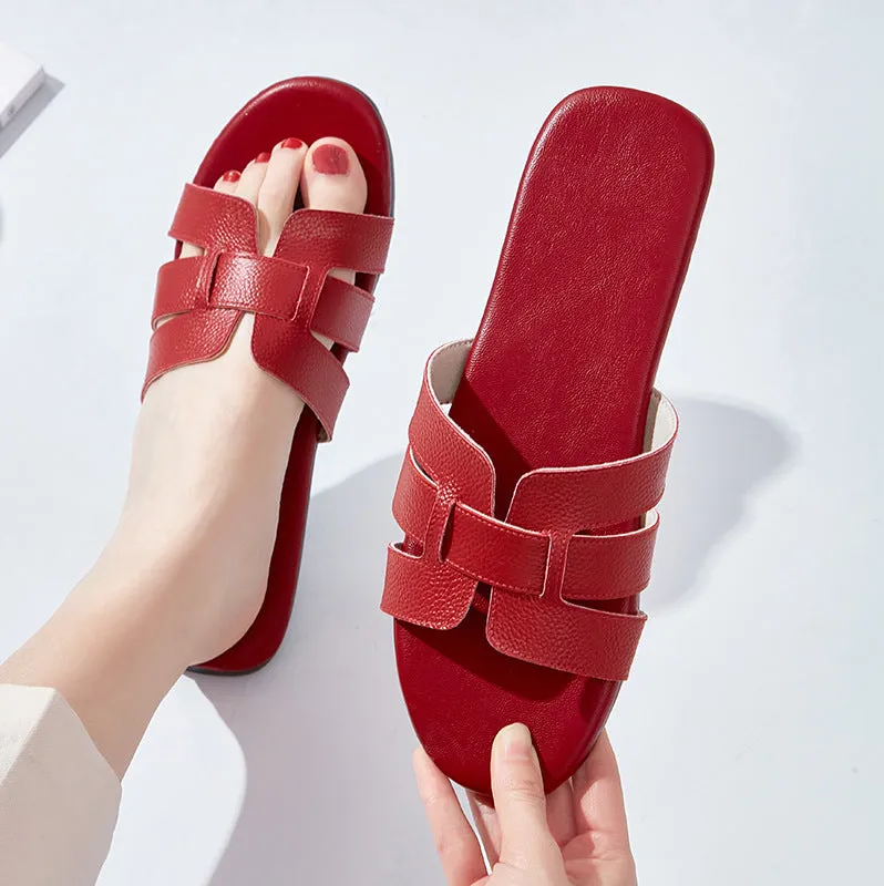 Women's Soft Bottom Cowhide Slippers