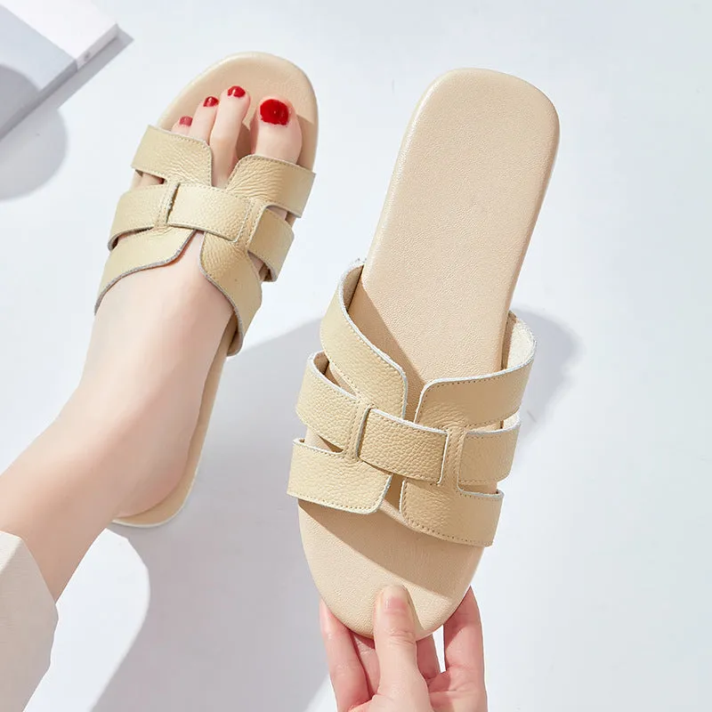 Women's Soft Bottom Cowhide Slippers