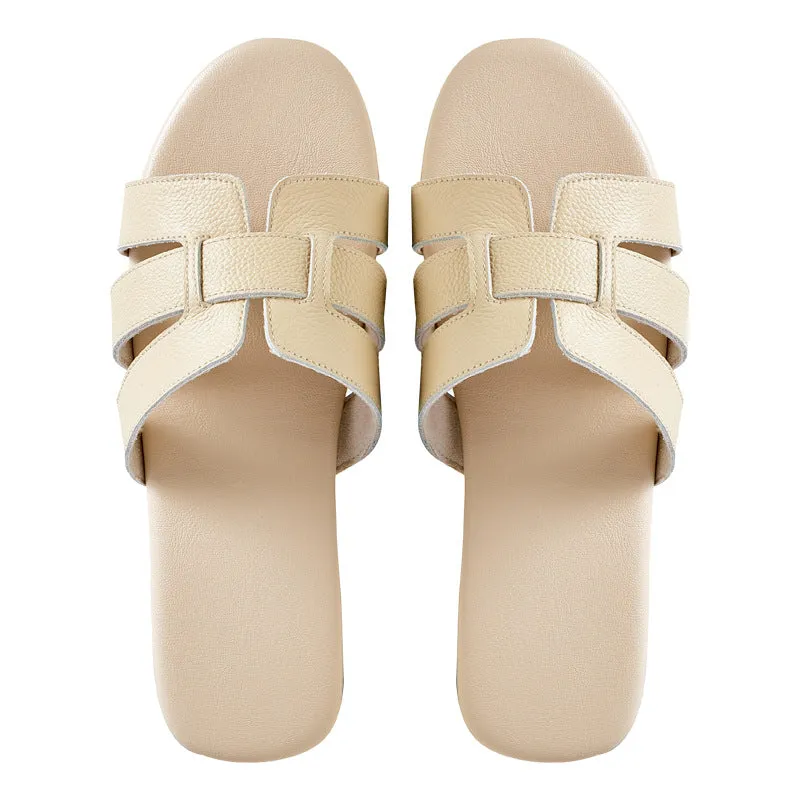 Women's Soft Bottom Cowhide Slippers