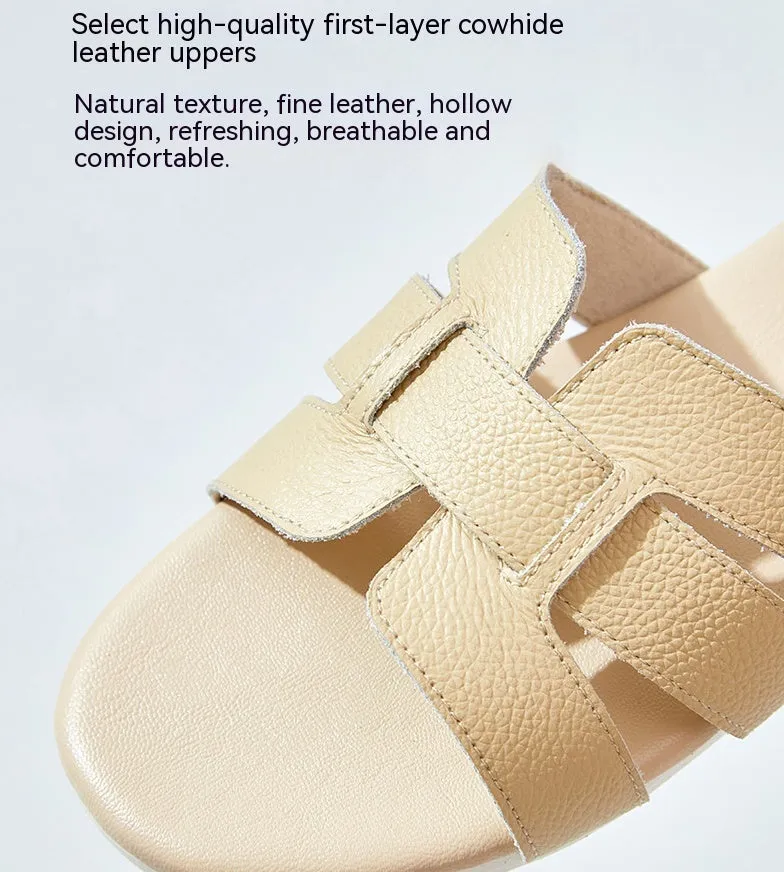 Women's Soft Bottom Cowhide Slippers
