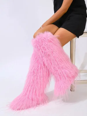 Women's Warmth Thermal Fluffy Faux Fur Mid-calf Snow Boots